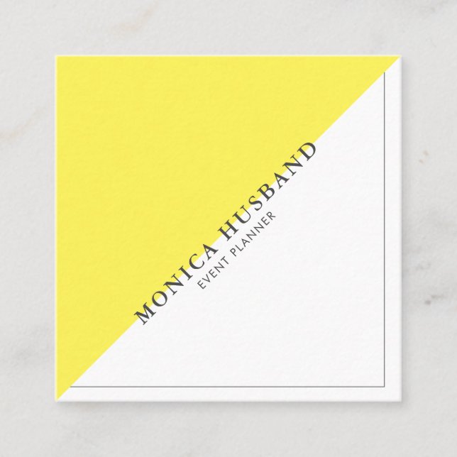 Minimalist Modern Square Business Cards | Yellow (Front)