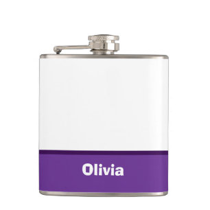 Minimalist Modern Stripe Name or Monogram Hip Flask