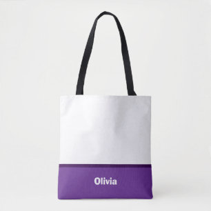 Minimalist Modern Stripe Name or Monogram Tote Bag