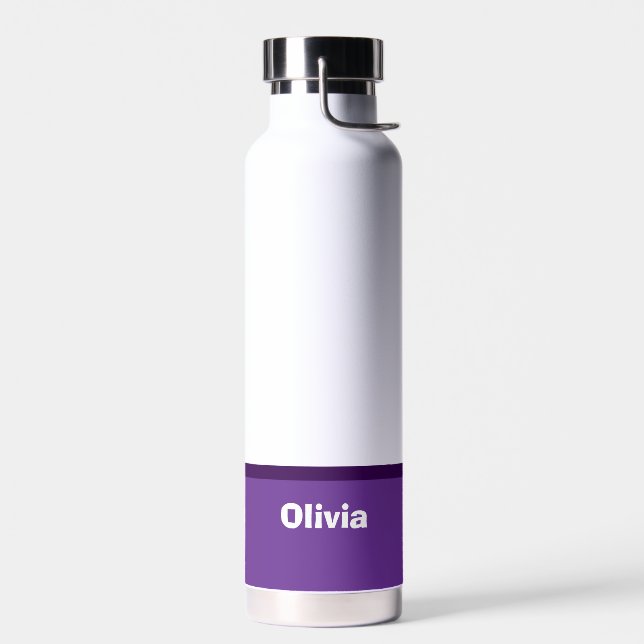 Minimalist Modern Stripe Name or Monogram Water Bottle (Left)