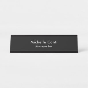 Minimalist Modern Stylish Black Professional Desk Name Plate