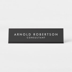 Minimalist Modern Stylish Black Professional Desk Name Plate