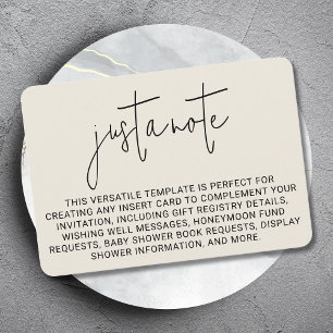 Minimalist Modern Stylish Simple Just A Note Enclosure Card