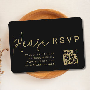Minimalist Modern Stylish Simple QR Code RSVP Enclosure Card