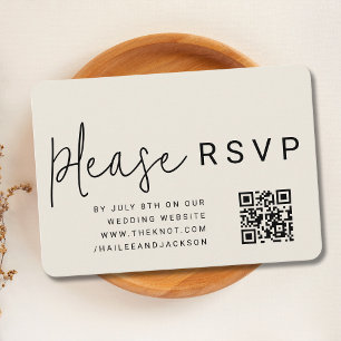 Minimalist Modern Stylish Simple QR Code RSVP Enclosure Card