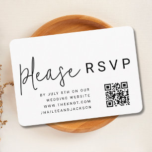 Minimalist Modern Stylish Simple QR Code RSVP Enclosure Card