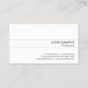 Minimalist Modern Stylish White Professional Plain Business Card