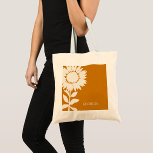 Minimalist Modern Sunflower Custom Name     Tote Bag