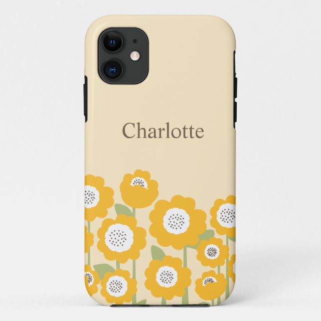 Minimalist Modern Sunflower Minimal Custom Name    Case-Mate iPhone Case (Back)