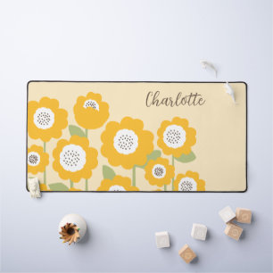 Minimalist Modern Sunflower Minimal Custom Name    Desk Mat
