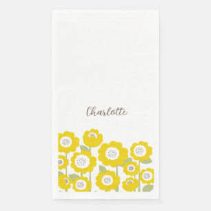 Minimalist Modern Sunflower Minimal Custom Name    Napkin