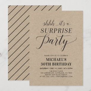 Minimalist Modern Surprise 30th Birthday Party Invitation