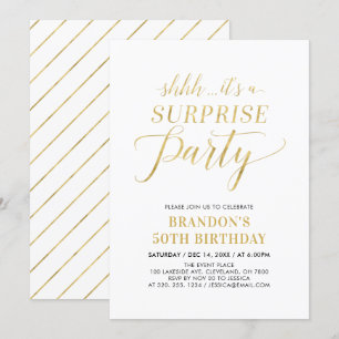 Minimalist Modern Surprise 50th Birthday Party Invitation