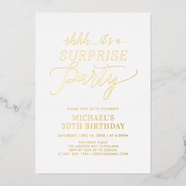 Minimalist Modern Surprise Adult Birthday Party (Front)