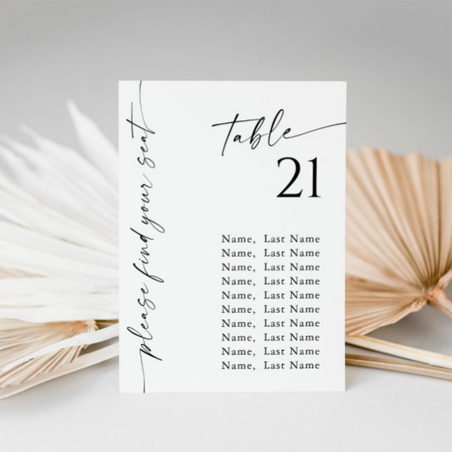 Minimalist Modern Table Number Seating Chart Cards (Creator Uploaded)