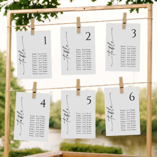Minimalist Modern Table Number Seating Chart Cards