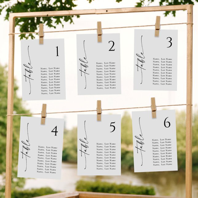 Minimalist Modern Table Number Seating Chart Cards (Creator Uploaded)