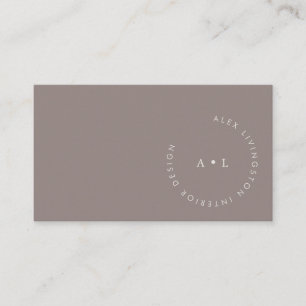 Minimalist Modern Taupe Brown Circle Monogram Business Card
