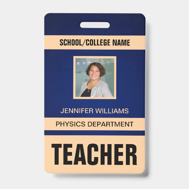 Minimalist Modern Teacher ID Card Badge (Front)