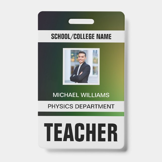 Minimalist Modern Teacher ID Card Badge (Front)