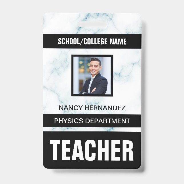 Minimalist Modern Teacher ID Card Badge (Front)