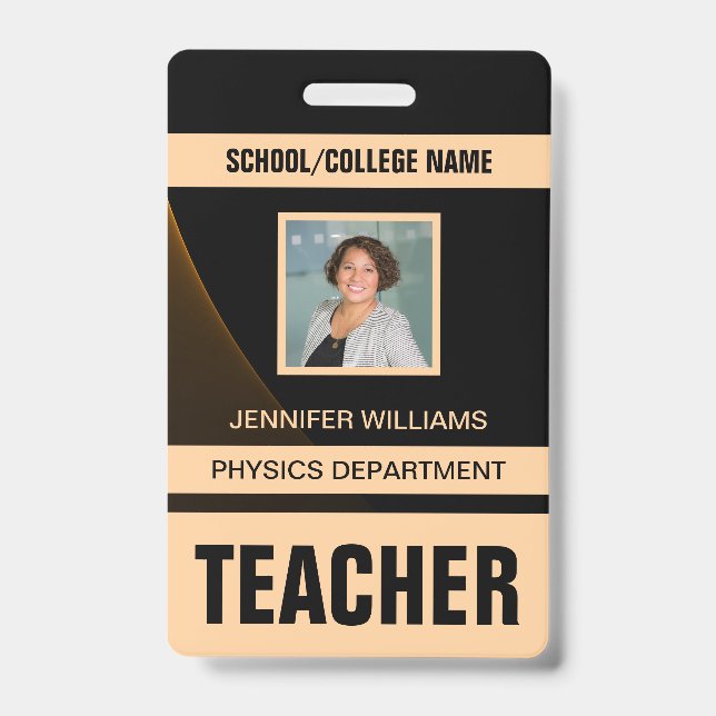 Minimalist Modern Teacher ID Card Badge (Front)