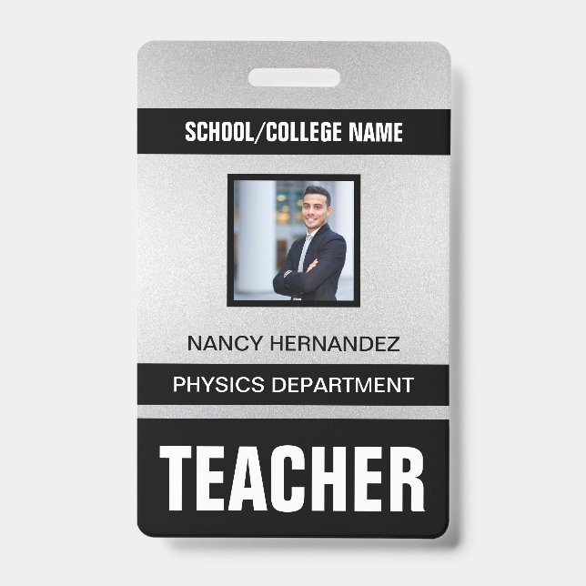 Minimalist Modern Teacher ID Card Badge (Front)