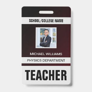 Minimalist Modern Teacher ID Card Badge