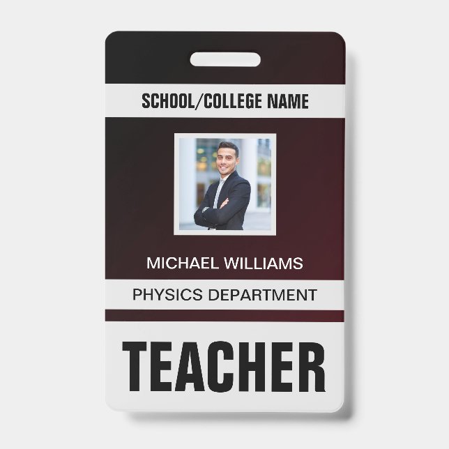 Minimalist Modern Teacher ID Card Badge (Front)