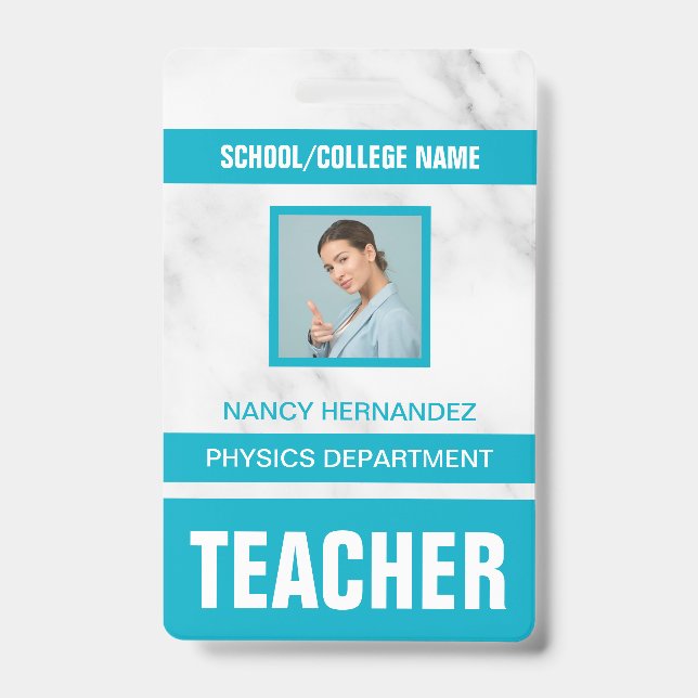 Minimalist Modern Teacher ID Card Badge (Front)
