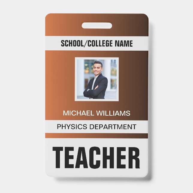 Minimalist Modern Teacher ID Card Badge (Front)