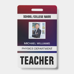 Minimalist Modern Teacher ID Card Badge