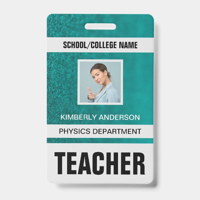 Minimalist Modern Teacher ID Card Badge (Front)