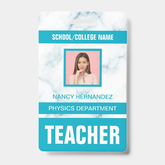 Minimalist Modern Teacher ID Card Badge (Front)