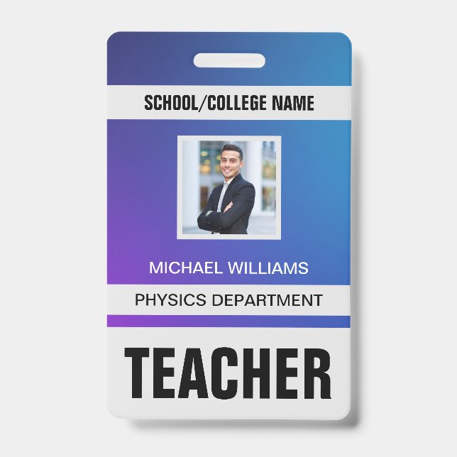 Minimalist Modern Teacher ID Card Badge (Front)
