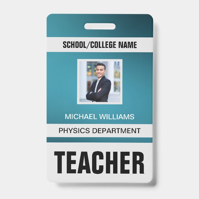 Minimalist Modern Teacher ID Card Badge (Front)
