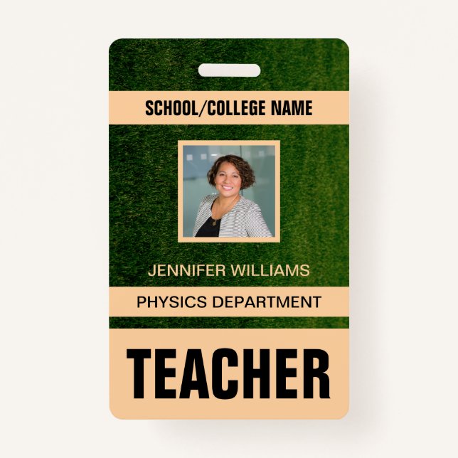 Minimalist Modern Teacher ID Card Badge (Front)