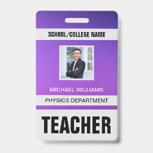 Minimalist Modern Teacher ID Card Badge
