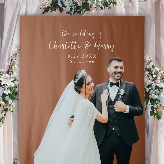 Minimalist Modern Terracotta  Boho Photo Backdrop Tapestry (Creator Uploaded)