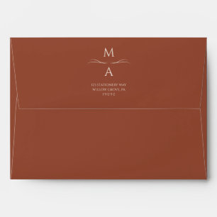 Minimalist Modern Terracotta Burnt Orange Wedding Envelope
