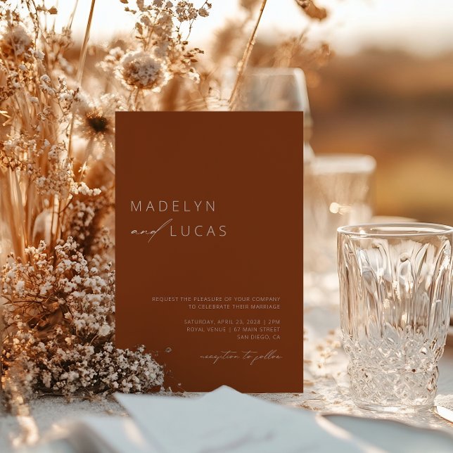 Minimalist Modern Terracotta QR Code Wedding Invitation (Creator Uploaded)