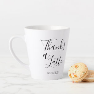 Minimalist Modern Thanks A Latte Black White  Latte Mug
