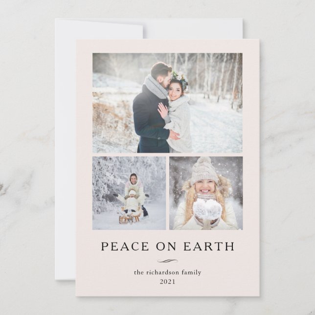 Minimalist Modern | Three Photos Holiday Card (Front)