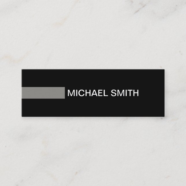 Minimalist Modern Titanium Elegant Black Mini Business Card (Front)