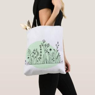 Minimalist Modern Trendy Botanical Tote Bag