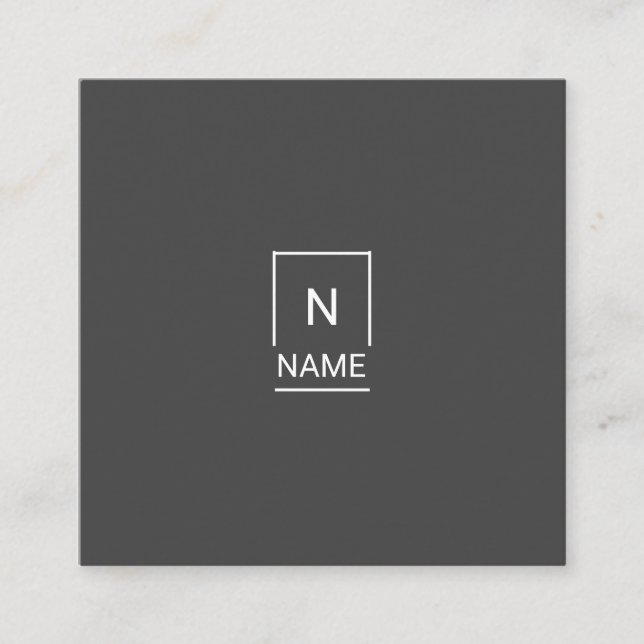 Minimalist Modern Trendy Mono Square Business Card (Front)