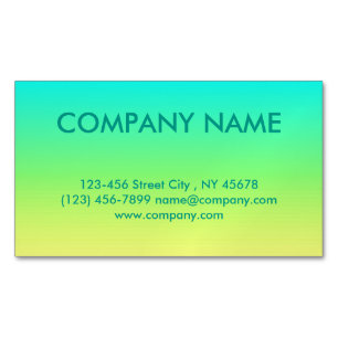 Minimalist  modern turquoise lime yellow ombre 	Magnetic business card
