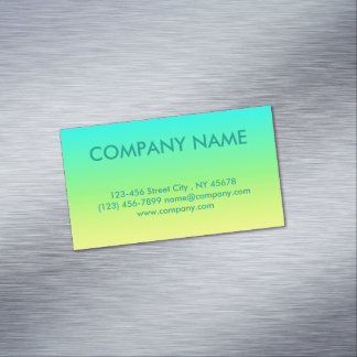 Minimalist modern turquoise lime yellow ombre Magnetic business card