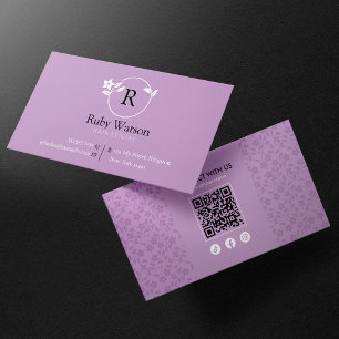 Minimalist Modern Two Initial Hairstylist QR Code Business Card