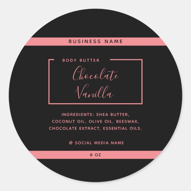 Minimalist modern typography black  product  label (Front)